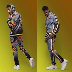 Men’s Fashion Grey Yellow Orange Camouflage Tracks